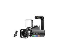 4K 64MP Camcorder - 3-inch Rotating Screen - 28x Zoom - With Stand and Floodlight -noir