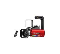 4K 64MP Camcorder - 3-inch Rotating Screen - 28x Zoom - With Stand and Floodlight -rouge