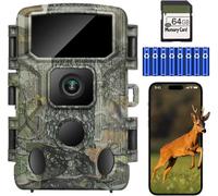 4K 64MP Caméra de Chasse WiFi avec 64GB SD Carte,Bluetooth Camera Chasse Nocturne Starlight,Vitesse de Déclenchement 0.05s Étanche IP67 Grand Angle 130°,Caméra de Chasse Infrarouge Vidéos