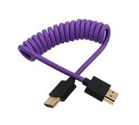 4K 8K 60P Type A HDMI 2.1 to HDMI Braided Coiled Cable for Atomos Ninja V SmallHD Blackmagic Monitor Panasonic Sony Canon Nikon Camera Purple 30cm