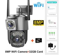4K 8MP double objectif WiFi caméra IP Vision nocturne Ai humain détecter PTZ vidéo extérieure Camara sans fil V380 Pro CCTV