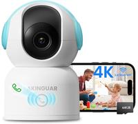 4k/8mp Indoor Wifi Surveillance Camera,2.4g/5ghz 360° Ip Baby Camera,Person/Animal/Crying Detection,Two-Way Audio,Night Vision,With 64gb Memory Card