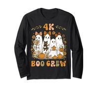 4K Boo Crew Pre K 4 Teacher PK4 Girly Halloween Floral Fantôme Manche Longue