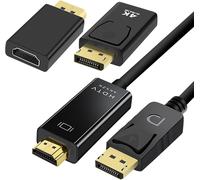4K Câble Displayport Vers Hdmi 1.8M, Adaptateur Hdmi Displayport 2 Paquet, Unidirectionnel Dp Vers Hdmi Compatible Avec Hp, Dell, Pc, Hdtv, Projecteur[GBP6277903]