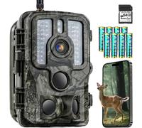 4K Caméra de Chasse WiFi,Camera Exterieur sans Fil,Détecteur de Mouvement,Vision Nocturne,Déclenchement en 0,1s,Étanchéité IP66,livrée avec Une Carte SD de 64 Go et 8 Piles AA