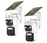 4K Caméra de Surveillance WiFi Exterieure sans Fil,10X Triple Objectif Camera Extérieur Solaire avec Panneau,Vision Vocturne,Alarme,Batterie,Audio Bidirectionnel,Suivi Automatique,IP66,355° PTZ,2 Pack