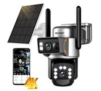 4K Caméra Surveillance WiFi Extérieure à Double Objectif,360° PTZ Caméra,Détection Humaine avec Panneau Solaire,2.4/5G WIFI,Suivi Automatique,Vision Nocturne Couleur,Étanche,Audio Bidirectionnel