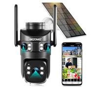 4K Caméra Surveillance WiFi Extérieure à triple objectif,2.4/5G WIFI,360° PTZ Camera Solaire,12MP Détection Humaine,avec Batterie,Suivi Automatique,Vision Nocturne Couleur,Étanche,Audio Bidirectionnel