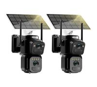 4K Camera Surveillance WiFi Exterieure sans Fil Double Objectif,2.4/5GHz Camera Exterieur avec Panneau Solaire,355° PTZ,Vision Nocturne Couleur,Audio Bidirectionnel,PIR Sirène,Suivi Intelligent,2PCS