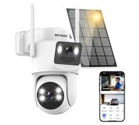 4K Camera Surveillance WiFi Exterieure sans Fil Solaire,Camera Exterieur Double Objectif avec Panneau Solaire,360° PTZ,8MP Vision Nocturne Couleur,Audio Bidirectionnel,PIR Sirène,Suivi automatique