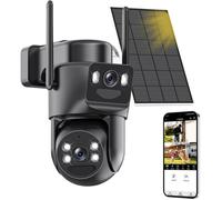 4K Camera Surveillance Wifi Exterieure Sans Fil Solaire Double Objectif Camera 360° Ptz Camera Exterieur Sans Fil Batterie V[CE74]