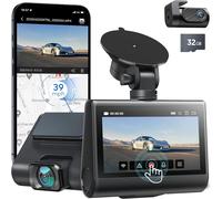 4K Car Dash Cam with Car Camera, WiFi/GPS, 32GB SD Card, Night Vision, G-Sensor, 24H Parking Mode, 170° Wide Angle, App Control