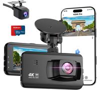 4K Car Dashcam, WiFi Car Camera with 3 Inch IPS Screen, App Control, Dash Cam with 170°+140° Wide Angle, Night Vision, G-Sensor