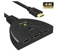 4K, Commutateur HDMI a 3-Port Separateur HDMI Commutateur HDMI prend en charge 4K / Full HD1080p / 3D noir
