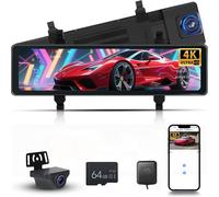 4K Dashcam Retroviseur Voiture GPS WiFi, Dash Cam Avant Arrière pour Voitures avec ADAS, BSD, 11,26 Pouce Écran Tactile Retroviseur Dashcam Camera Recul avec G-Capteur, WDR, DVR Carte 64G