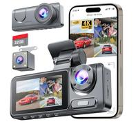 4K Dashcam Voiture Avant Arrière, Camera Voiture avec Carte SD 32G, Grand Angle 170° Dashcam avec G-Capteur, Vision Nocturne, Enregistrement en Boucle, Mode Stationnement 24H