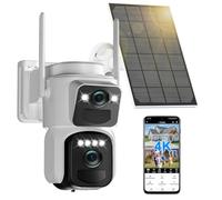 4K Double Objectif Caméra Surveillance WiFi Extérieure sans Fil Solaire, Camera IP Batteries, avec 360°PTZ,Vision Nocturne Couleur,Détection Humaine PIR,Audio Bidirectionnel,Suivi Automatique,IP66