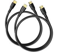 4K HDMI Cable 2 m Pack of 2 (HDMI 2.0,18 Gbps) Ultra Fast Plated Connector,Audio Return Ethernet,Video 4K@60hz Fullhd1080p 3D Compatible with HDTV,Blu-Ray,PC,Xbox,Laptop,PS3/4/5/9