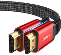 4K HDMI Cable 5 Meters [60Hz,2.0,18Gbps] Flat High Speed Braided Nylon Cable-Compatible 3D HDR UHD 2160p 1080p Ethernet ARC Compatible with PS3/4 TV PC-Red