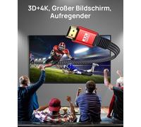 4K HDMI Cable 7.5m [4K@60Hz,HDMI 2.0] Flat Cable 2.0 High Speed Nylon Braided Support Ultra HD 3D HDR UHD 2160P 1080P Ethernet ARC,for PS3/4,TV,PC-Red