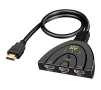 4K HDMI Splitter, 3 Ports Commutateur Port Hdmi Multiple 3 Entrées à 1 Sortie, Transmission Stable, Full HD 4K, Hub HDMI Multi-Écran PC, Switcher Manuel avec Câble Haute Vitesse