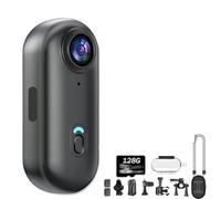 4K Mini Action Camera 128GB,Thumb Action Camera, The Snap Cam, Body Camera, 4KHD/170° Wide Angle, 6 Fixing Methods, for Cycling, Motorcycle, Pet Walking(Black)