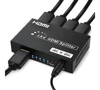 4K Répartiteur HDMI 1 entrée 4 Sorties, 1x4 Splitter HDMI | Distributeur Vidéo avec Adaptateur Secteur, Compatibilité avec 3D, HDCP, HD TV, Xbox, PS4, Lecteur Blue-Ray, Projecteur