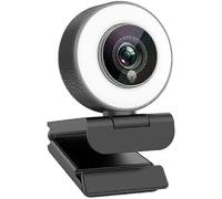 4K Streaming Webcam, Portable Streaming Webcam with 3-Levels Ring Light, Auto-, USB 2.0 Plug and Play, Microphone and Tripod, for pc Gaming, Plug and