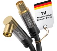 4K TV Antenna Cable, 90° Angled / Straight Coaxial ¿ 3m ¿ Digital/Analog TV Cable ¿ Available in 0.5-20m (Angled Plug/Straight Plug, for DVB-C/DVB-T/DVB-S, Black)