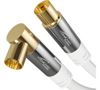4K TV Antenna Cable,90° Angled / Straight Coaxial-7.5m-Digital/Analog TV Cable-Available in 0.5-20m (Straight Plug/Angled Plug,for DVB-C/DVB-T/DVB-S,White)