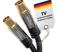 4K TV Antenna Cable,Coaxial Cable-15m-Digital and Analog TV Cable,Metal Connectors-Available in 0.5-20m (Plug to Plug,for DVB-C/DVB-T/DVB-S,Black)