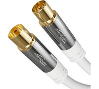 4K TV Antenna Cable & TV Coaxial Cable ¿ 1.5 m ¿ TV Cable with Break-proof Metal Plugs, Digital TV and Analog, White (DVB-C, DVB-T, DVB-S Male to Female Connectors)