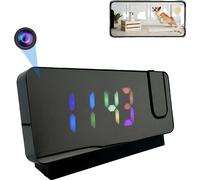 4K Ultra HD Projection Réveil Caméra, Surveillance à distance, Détection de mouvement, Avec carte de 16 Go