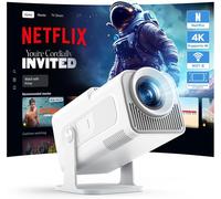 4k Video Projector[Built-In App / Official Netflix], 26000 Lumen Projector With Wifi 6, 50% Zoom, 180° Rotation Mini Projector For Home Cinema/Tv Stick/Ios/Android/Pc/Ps5/Hdmi/Av