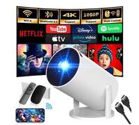 4K Vidéoprojecteur Mini 2026 Plus récent et APPS intégrées et 1920x1080P Res Correction d'écran Automatique 22000lm, Blanc