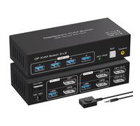 4K120Hz Displayport Kvm Switch 2 Pc 2 Monitor 8K60Hz Dual Monitor Dp 1.4 Switches For 2 Computers Parts 4 Usb 3.0 Devices With 2 Usb 3.0 Cable And Desktop Controller[HUB6110692]