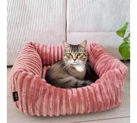 4L Textil Bella Panier en peluche pour chat Premium-Line - Panier douillet pour chat - En velours côtelé - Lit pour chat - Grotte pour chat - Rose - 60 x 40 cm