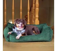 4L Textil Lit pour chien douillet en velours côtelé Hugo Premium-LINE Panier orthopédique pour chien de petite taille avec housse en mousse à mémoire de forme Canapé pour chien pelucheux (Vert, 60x40