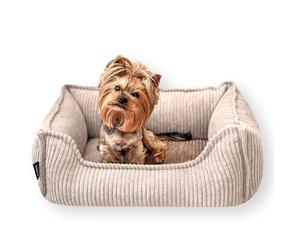 4L Textil Lit pour chien douillet en velours côtelé Hugo Premium-LINE Panier orthopédique pour chien de petite taille avec housse en mousse à mémoire de forme Canapé pour chien pelucheux (Beige, 60x40