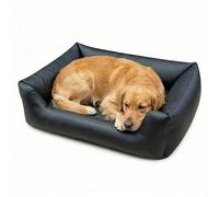4L Textil Mario Lit Orthopédique pour Chien Mémoire de Forme - Panier Chien Simili Cuir Imperméable, Résistant aux Rayures, Facile à Nettoyer - Noir - 120x90 cm