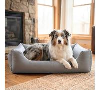 4L Textil Mario Lit Orthopédique pour Chien Mémoire de Forme - Panier Chien Simili Cuir Imperméable, Résistant aux Rayures, Facile à Nettoyer - Gris - 100x70 cm
