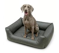 4L Textil Mario Lit Orthopédique pour Chien Mémoire de Forme - Panier Chien Simili Cuir Imperméable, Résistant aux Rayures, Facile à Nettoyer - Gris foncé - 120x90 cm
