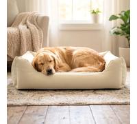 4L Textil Mario Lit Orthopédique pour Chien Mémoire de Forme - Panier Chien Simili Cuir Imperméable, Résistant aux Rayures, Facile à Nettoyer - Beige - 100x70 cm
