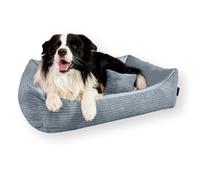 4L Textil Molly - Housse Douillette pour Chien - Panier pour Chien de Taille Moyenne - Coussin Moelleux - en Velours côtelé - 80 x 60 cm - Gris