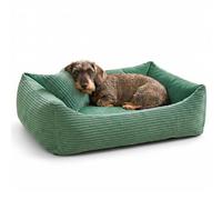 4L Textil Molly Lit pour Chien en Velours côtelé Douillet Vert avec Housse - Panier pour Chien de Taille Moyenne - Panier pour Chien - Canapé pour Chien (80 x 60 cm, Vert)