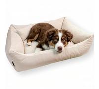 4L Textil TEO Panier Chat Lavable et Déhoussable - Coussin Chat Confortable en Tissu Résistant, Canapé Chat avec Bords Rembourrés - 60x40 cm, Beige