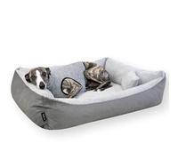 4L Textil TEO Panier Chien Lavable et Déhoussable - Coussin Chien Confortable en Tissu Résistant, Canapé Chien avec Bords Rembourrés - 100x80 cm, Gris