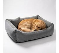 4L Textil TEO Panier Chien Lavable et Déhoussable - Coussin Chien Confortable en Tissu Résistant, Canapé Chien avec Bords Rembourrés - 100x80 cm, Gris Foncé