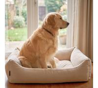 4L Textil TEO Panier Chien Lavable et Déhoussable - Coussin Chien Confortable en Tissu Résistant, Canapé Chien avec Bords Rembourrés - 100x80 cm, Beige