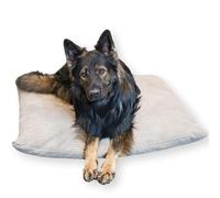 4L Textil ZOE - Coussin moelleux en velours côtelé pour chien de grande taille - Avec housse et fermeture éclair - Coussin douillet lavable (120 x 100 cm, Latte (rayures)